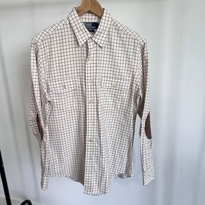 Polo‎ Ralph Lauren Shirt Mens Medium Custom Striped Button Down Elbow Patches